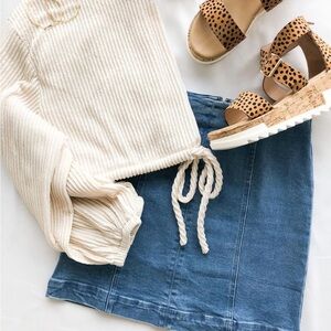 Cream Ribbed Top